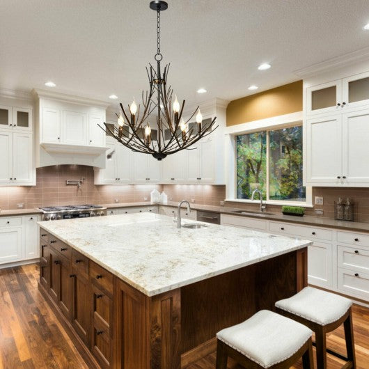 6-Light Vintage Branch Chandelier Copper Ceiling Lamp