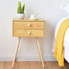 Mid Century Modern 2 Drawers Nightstand in Natural