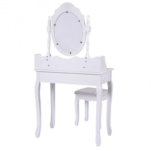White Vanity Makeup Dressing Table with Mirror + 3 Drawers