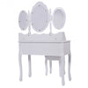 Black / White Vanity Makeup Dressing Table w/ Tri Folding Mirror + 7 Drawers