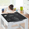 Kids Table Chairs Set With Storage Boxes Blackboard Whiteboard Drawing