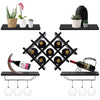 Set of 5 Wall Mount Wine Rack Set with Storage Shelves