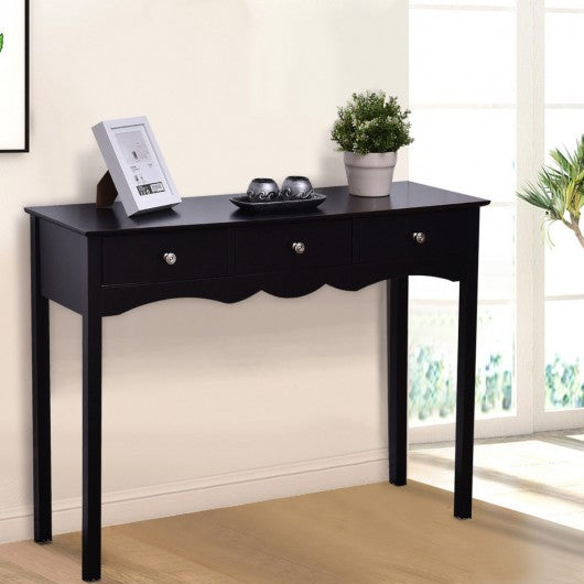 Hall table Side Table w/ 3 Drawers-Black