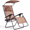 Folding Recliner Lounge Chair with Shade Canopy Cup Holder