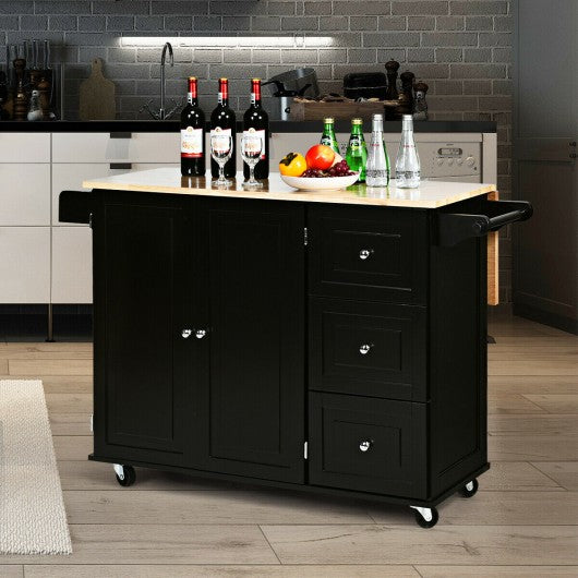 Drop-Leaf Kitchen Island Trolley Cart Wood Storage Cabinet