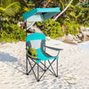 Portable Folding Camping Canopy Chair with Cup Holder Cooler -Turquoise