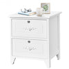 Solid Wood Elegant Storage Nightstand w/ 2 Locking Drawers