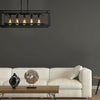 5-Light Kitchen Island Pendant Light Wood Metal Chandelier