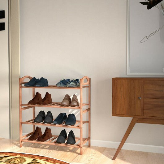 4 Tier Bamboo Shoe Shelf Storage Organizer