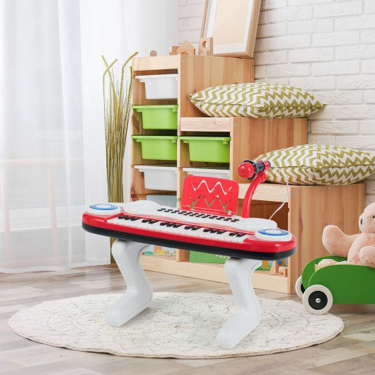 37-key Kids Toy Keyboard Piano with Microphone-Red