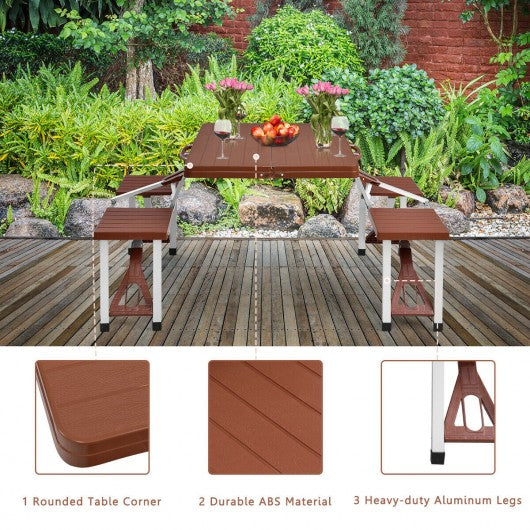 Portable Folding Picnic Table with Seating for Garden Camping