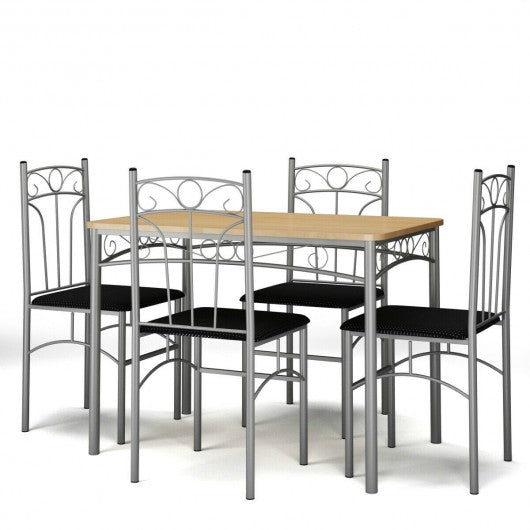 5 Piece Dining Set Table & 4 Chairs with Metal Legs