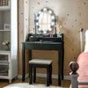 Makeup Dressing Table with Lighted Mirror and Touch Switch-Black