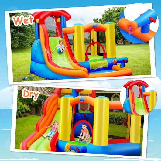 Inflatable Bounce House Water Slide with Pool and Cannon