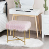 Faux Fur Ottoman Decorative Stool with Metal Legs