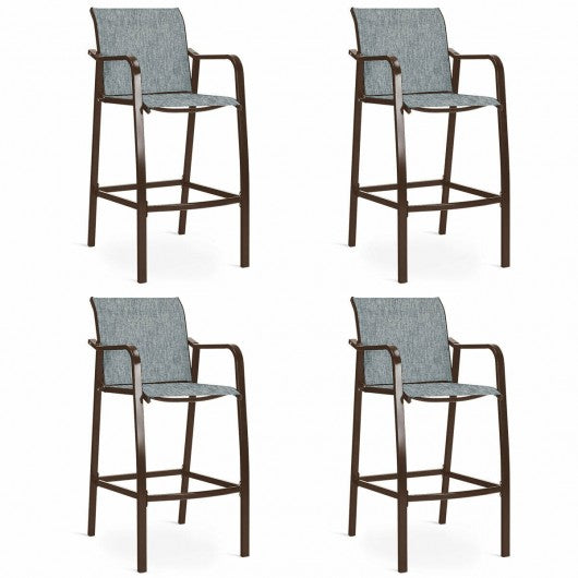 4 PCS Counter Height Stool Patio Chair-Gray