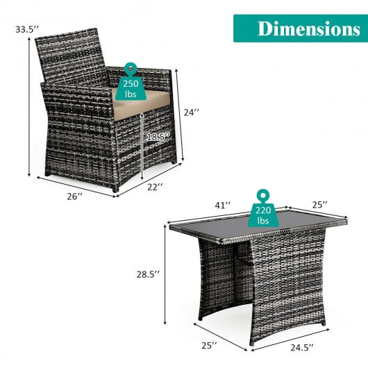 3PCS Outdoor Patio Rattan Wicker Furniture Set