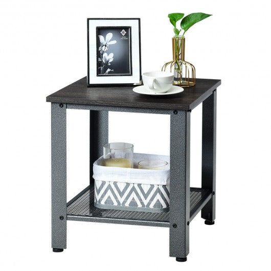 Industrial End Table 2-Tier Side Table