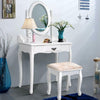 Vanity Makeup Dressing Table Stool Set-White