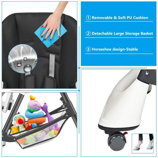 A-Shaped High Chair with 4 Lockable Wheels