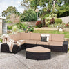 6 Pcs Patio Furniture Set Rattan Wicker Table Shelf