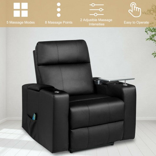Massage Recliner Chair Seating with Swivel Tray&Remote Control