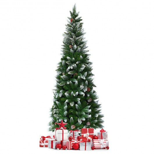5' / 6' / 7.5' Artificial Pencil Christmas Tree with Pine Cones-7.5'