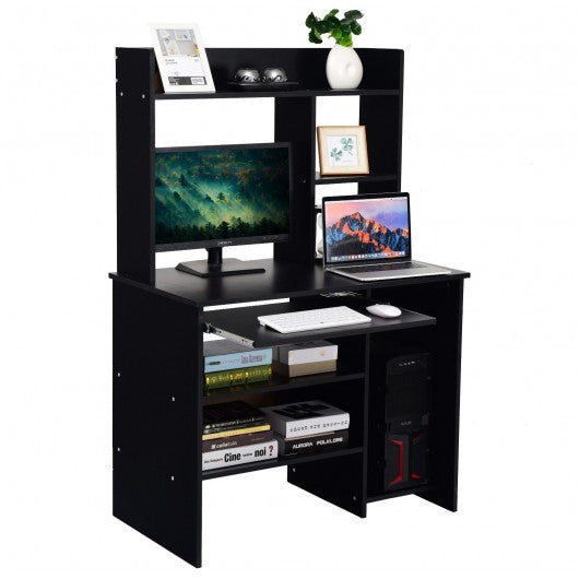Hutch Storage Shelves Keyboard Tray Organizer Computer Desk