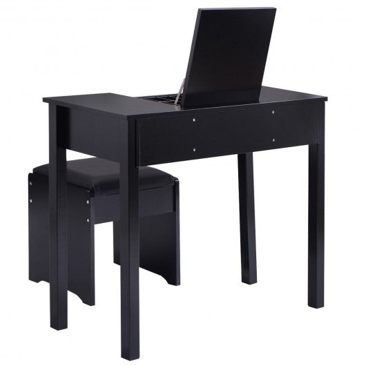 Black / White Vanity Makeup Dressing Table Set with Cell Storage Box