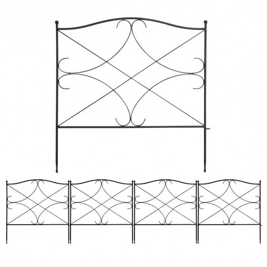 5-Panel 24in x 10ft Folding Decorative Garden Fence