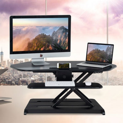 Electric Height Adjustable Sit-Stand Converter Standing Desk-Black