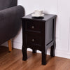 Wood Accent End Nightstand w/ 2 Storage Drawers