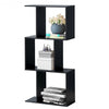 3-tier S-Shaped Bookcase Free Standing Storage Rack Wooden