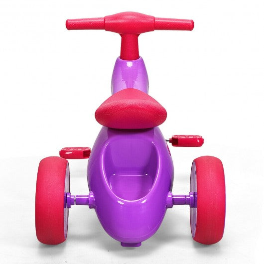 2 in 1 Toddler Tricycle Balance Bike Scooter Kids Riding Toys w/ Sound & Storage