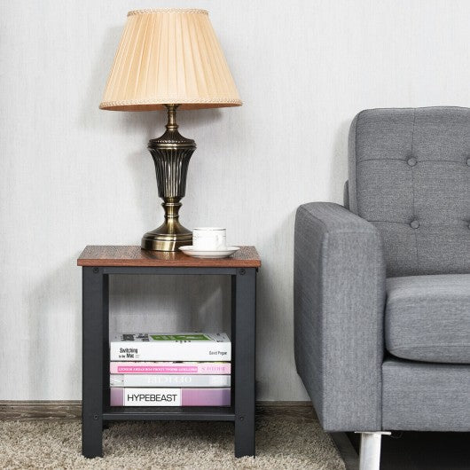 Industrial End Table 2-Tier Side Table