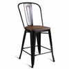 Copper Set of 2 Metal Wood Counter Chairs