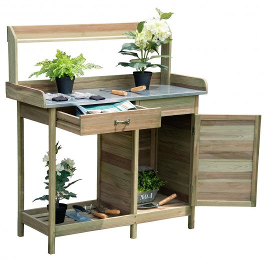 Outdoor Garden Wooden Work Station Potting Bench