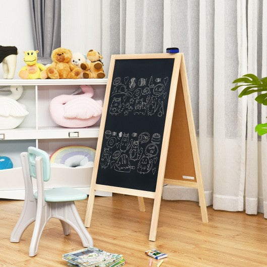 A-Frame Chalkboard Sign with Eraser & Chalk-Natural