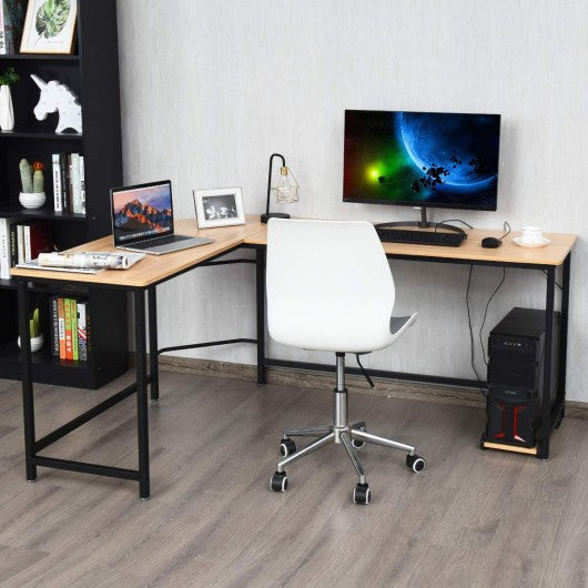 L Shaped Desk Corner Computer Desk PC Laptop Gaming Table Workstation-Natural