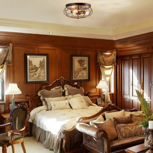 Semi Flush Mount Ceiling Light with Industrial Retro Design