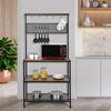 4-Tier Kitchen Rack Stand with Hooks & Mesh Panel