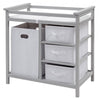 Infant Diaper Changing Storage Table with Hamper & 3 Baskets