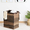 Removable Liner Bag Synthetic Rattan Basket Handwoven Laundry Hamper-Brown