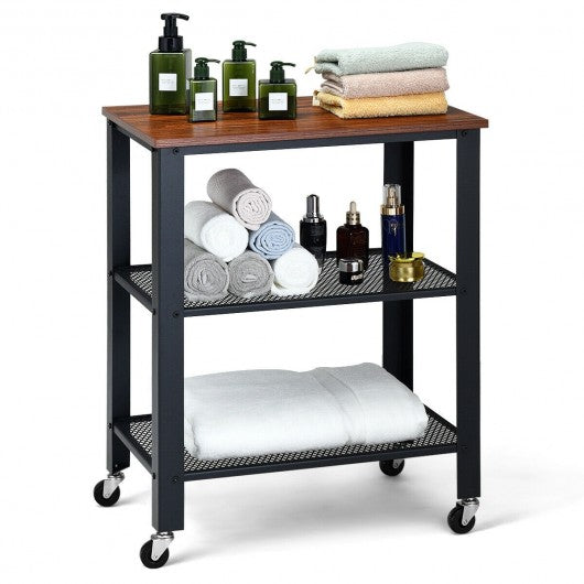 3-Tier Kitchen Utility  Industrial Cart with Storage