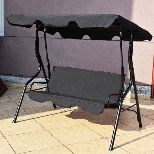 3 Seats Patio Canopy Swing-Black