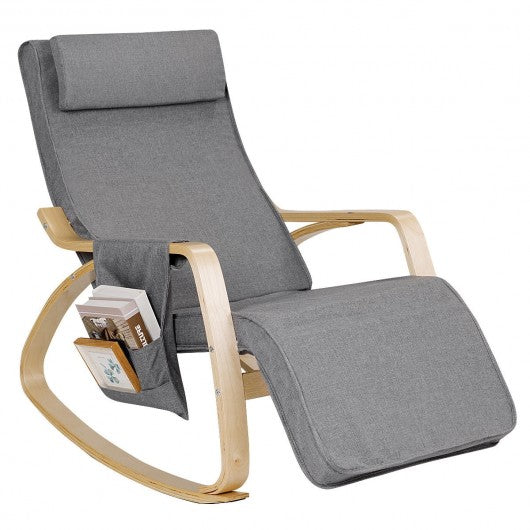 Relax Adjustable Lounge Rocking Chair with Pillow & Pocket