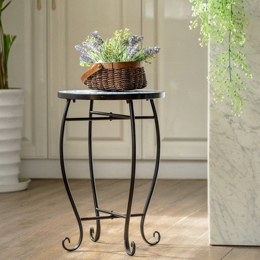 Outdoor Indoor Steel Accent Plant Stand Cobalt Table