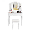 4 Drawers Mirrored Jewelry Wood Vanity Dressing Table w/ Stool