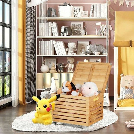 Bamboo Hanging and Rolling File Storage Organizer-Natural