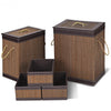 5 pcs Square Bamboo Hamper Laundry Basket Storage Bin